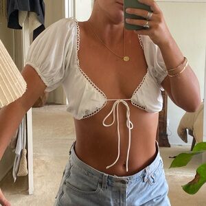 Dainty white Sabo skirt top